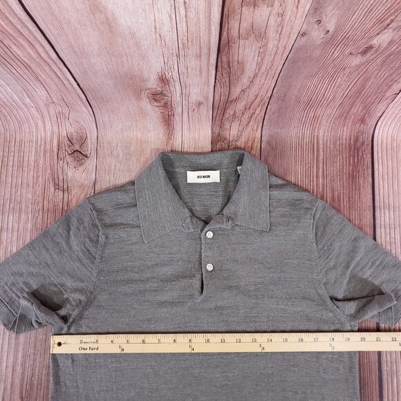 Buck Mason Mens Size Large Avalon Sweater Knit Short Sleeve Polo Shirt Gray - Picture 11 of 12